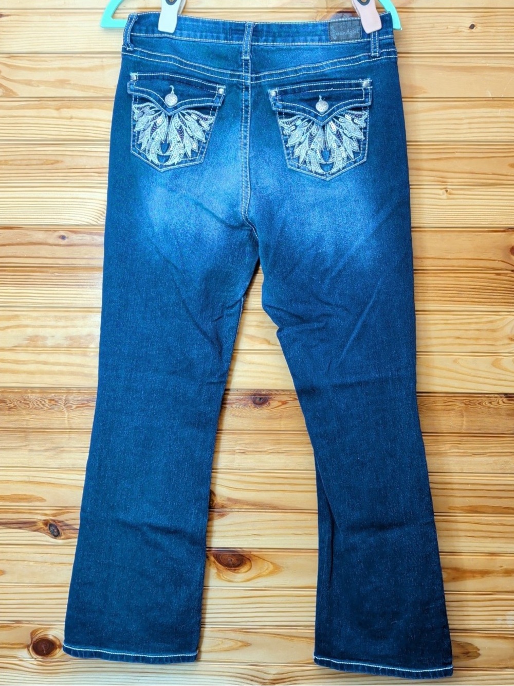 Y2K soundgirl embellished high contrast dark wash size 13 flare leg jeans